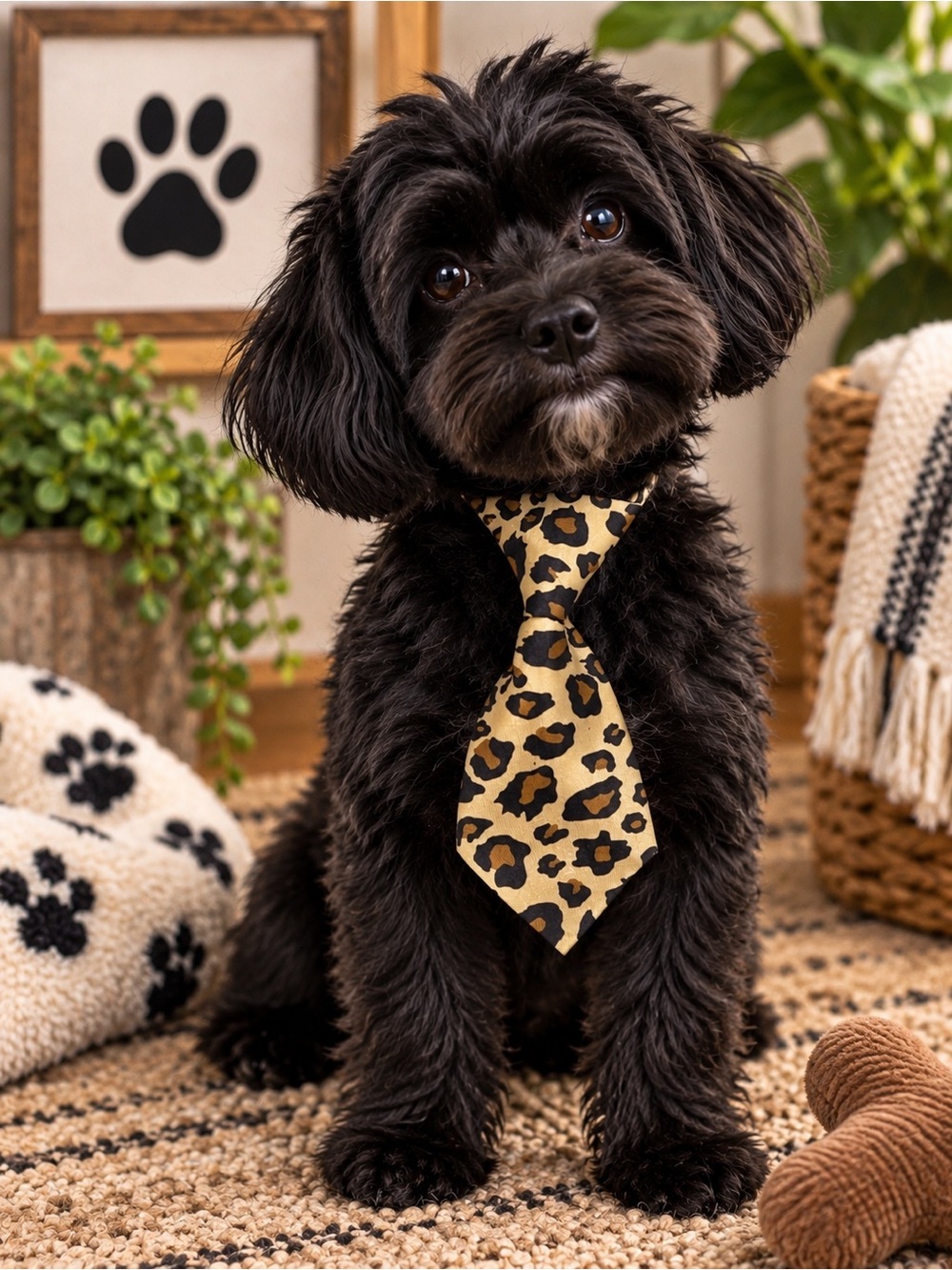 Leopard Print Pet Neck Tie Stylish Animal Print Dog Cat Fashion Accessory